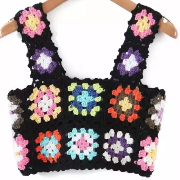 🌴NEW! Boho, multi colour, crocheted,cotton crop top - Picture 10 of 13